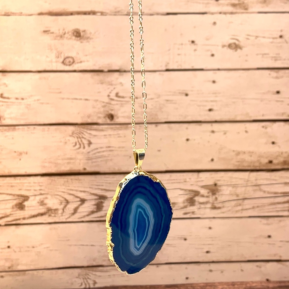 Blue Agate Slice Necklace